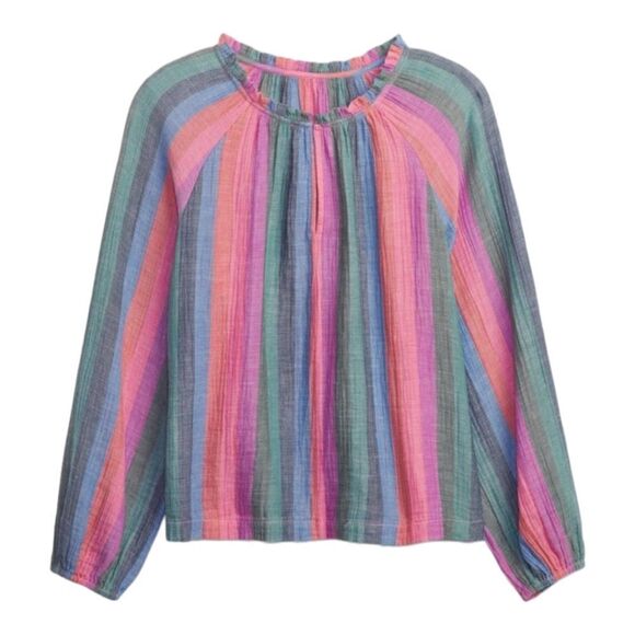 Gap Linen Blend Stripe Peasant Blouse - Picture 3 of 9